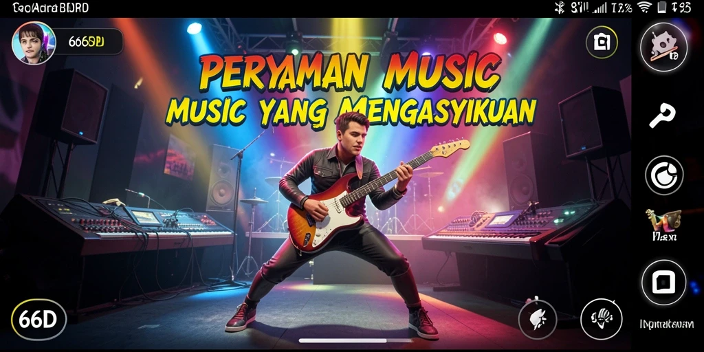Tampilan gameplay 66D yang seru dengan berbagai lagu musik.