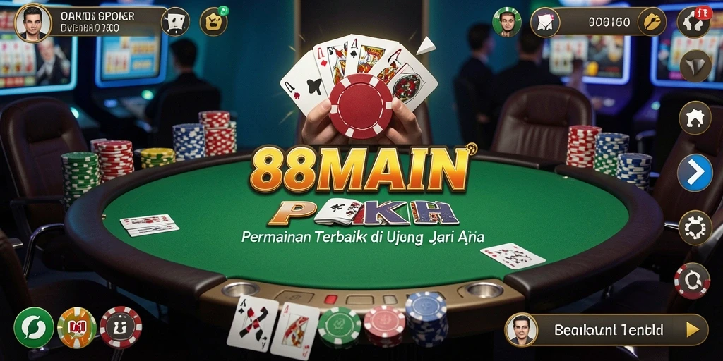 Screenshot gameplay menunjukkan pemain yang sedang beraksi di meja poker.