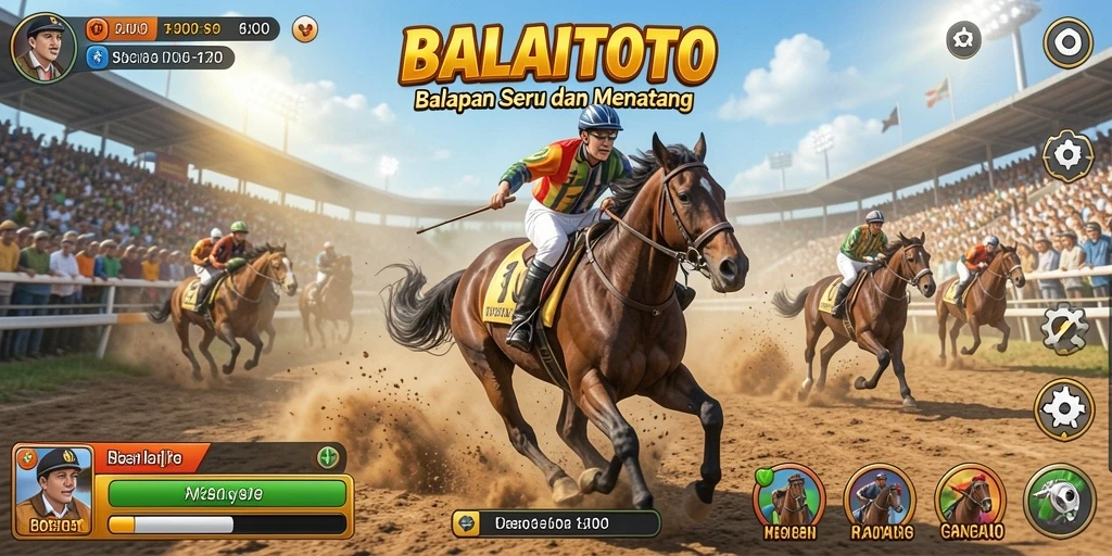 Tampilan gameplay seru dalam BALAITOTO saat balapan di trek menantang.