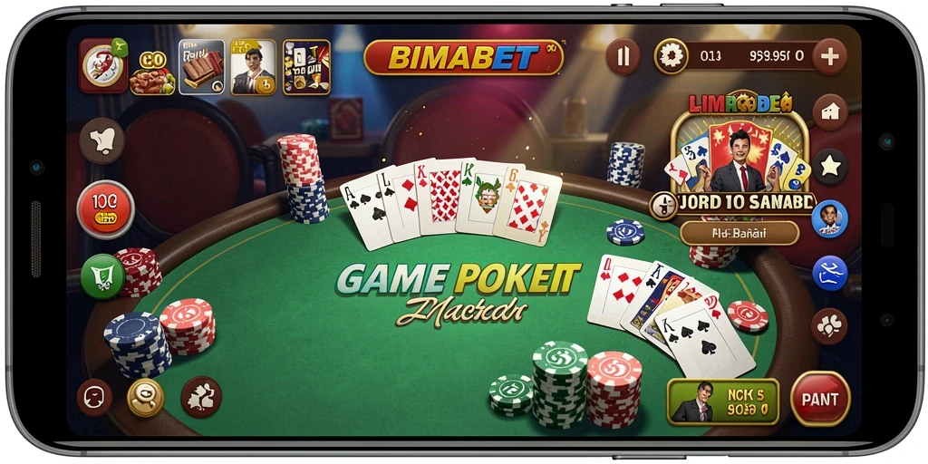 Screenshot menunjukkan suasana permainan Poker yang menegangkan dan seru.