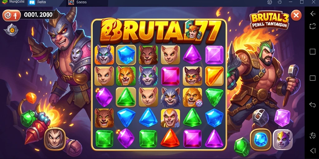 Tampilan gameplay seru dari BRUTAL77 dengan berbagai level Match-3.
