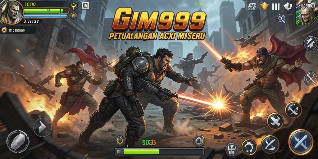 Tampilan aksi seru dari GIM999 saat pertarungan berlangsung.