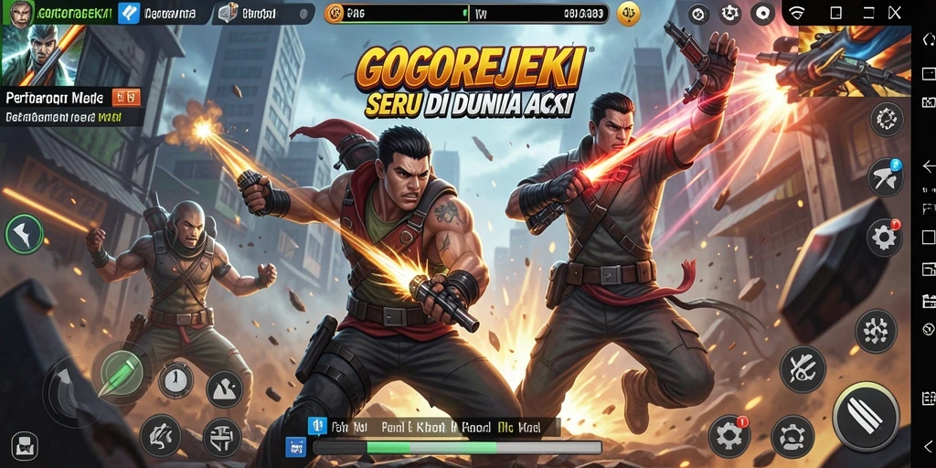 Screenshot utama GOGOREJEKI menampilkan aksi pertarungan yang intens dan mendebarkan.