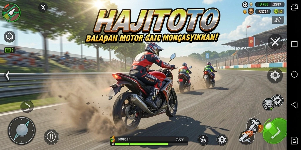 Gambaran gameplay seru dalam balapan motor HAJITOTO.