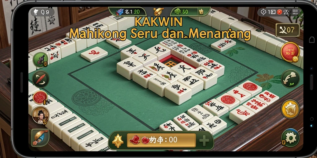 Screenshot tampilan permainan Mahjong KAKWIN dengan grafis menarik.