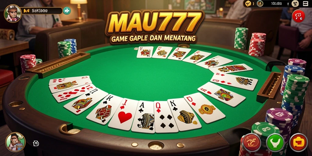 Screenshot MAU777 yang menampilkan gameplay Gaple yang seru.