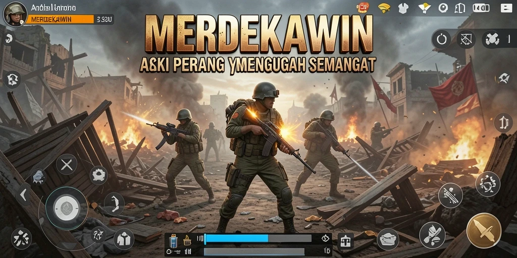 Tangkapan layar menunjukkan aksi seru dalam gameplay MERDEKAWIN.