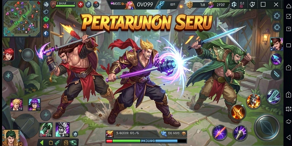Screenshot OVO99 menampilkan aksi seru di arena MOBA.