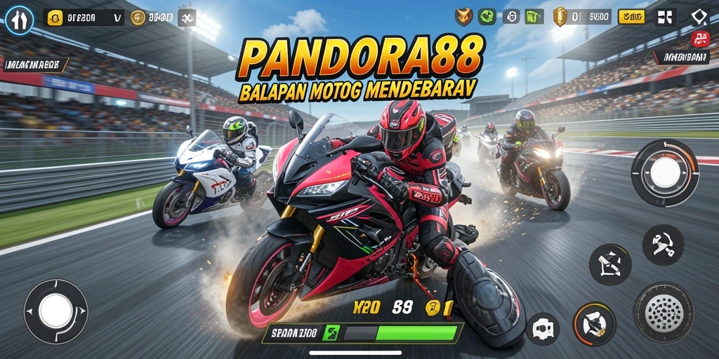 Screenshot gameplay PANDORA88 dengan aksi balapan motor yang seru.