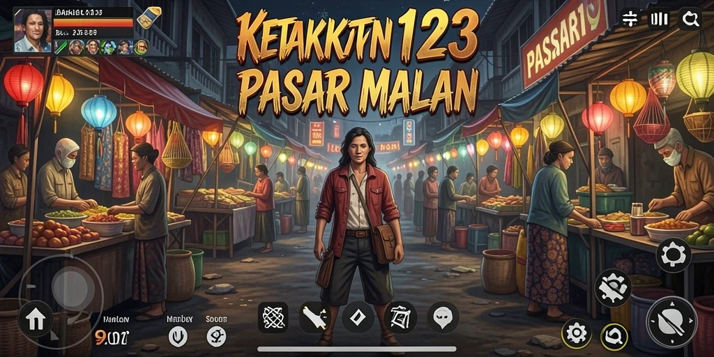 Screenshot menampilkan momen menakutkan di dalam pasar malam.