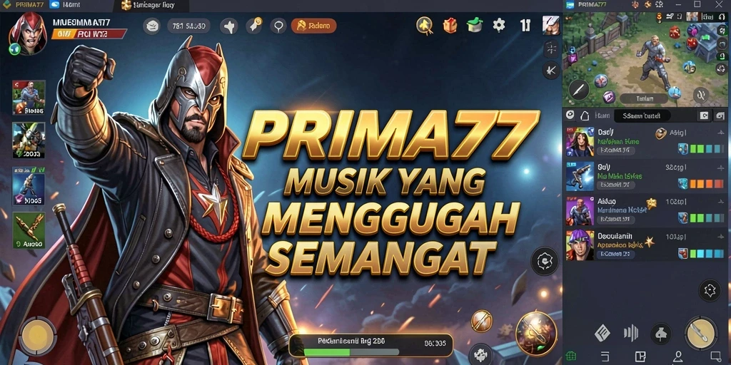 Tampilan gameplay interaktif PRIMA77 dengan beragam alat musik.