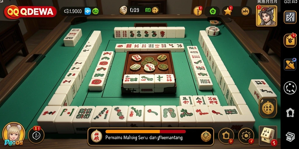 Gameplay seru Mahjong dalam QQDEWA dengan tampilan dinamis dan menarik.
