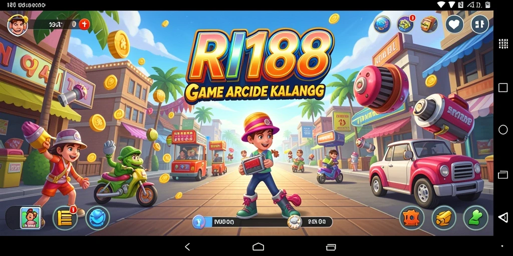Screenshot utama RI188 menampilkan gameplay Arcade yang seru dan penuh aksi.