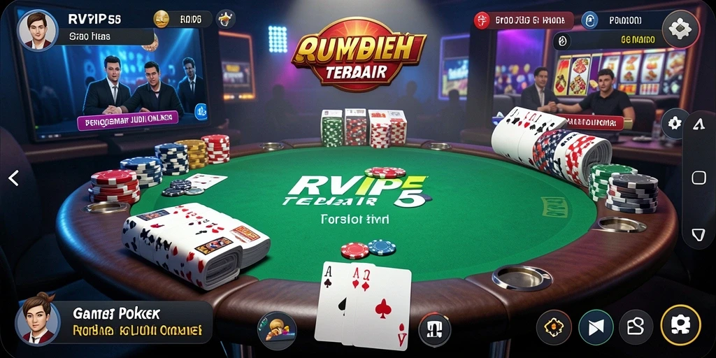 Tampilan gameplay menarik dari RVIP5 saat bermain poker.