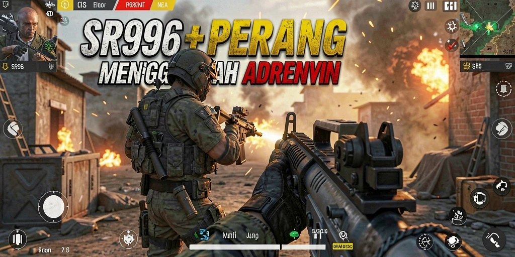 Tampilan gameplay SR996 yang mendebarkan dalam aksi FPS.