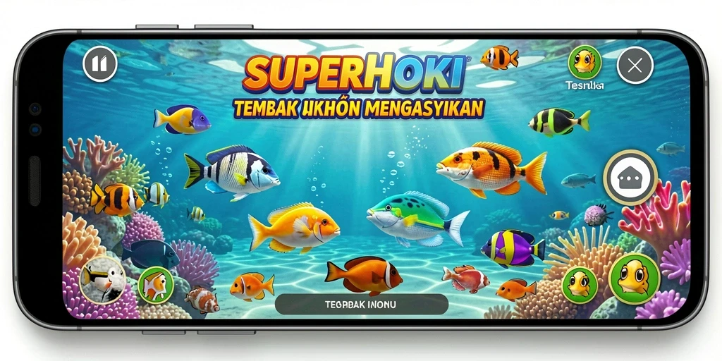 Tangkapan layar gameplay SUPERHOKI menampilkan aksi seru menangkap ikan.