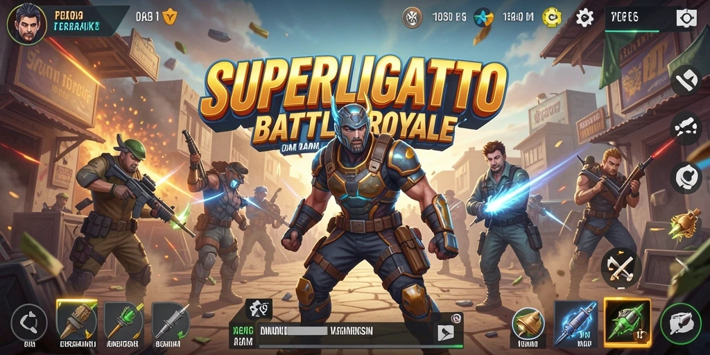 Tangkapan layar SUPERLIGATOTO menunjukkan aksi mendebarkan di arena Battle Royale.